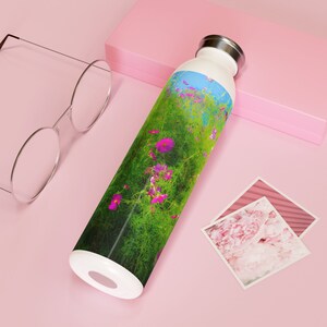 Floral Slim Water Bottle: Wildflower Design, 20oz Stainless Steel