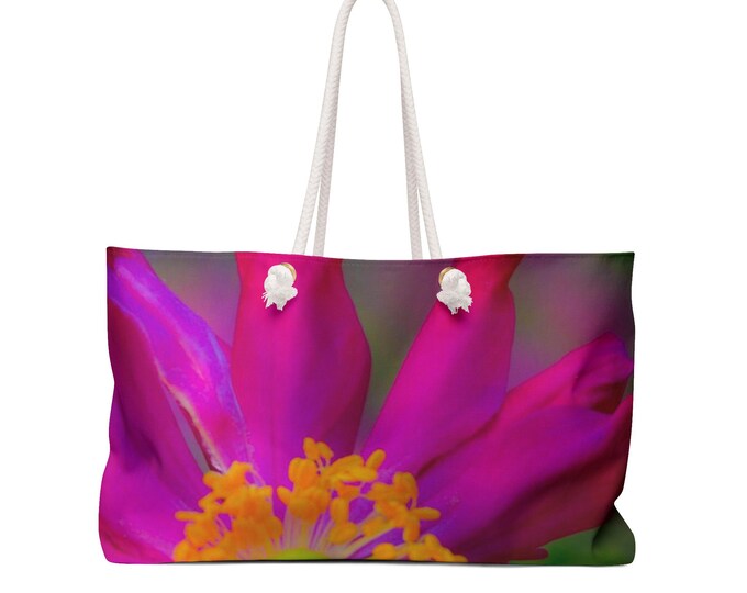 Floral Weekender Bag, Floral Inspired Tote Bag, Pink Floral Travel Beach Bag, Overnight Bag, Floral Tote, Women's Bag, Weekend Bag Women
