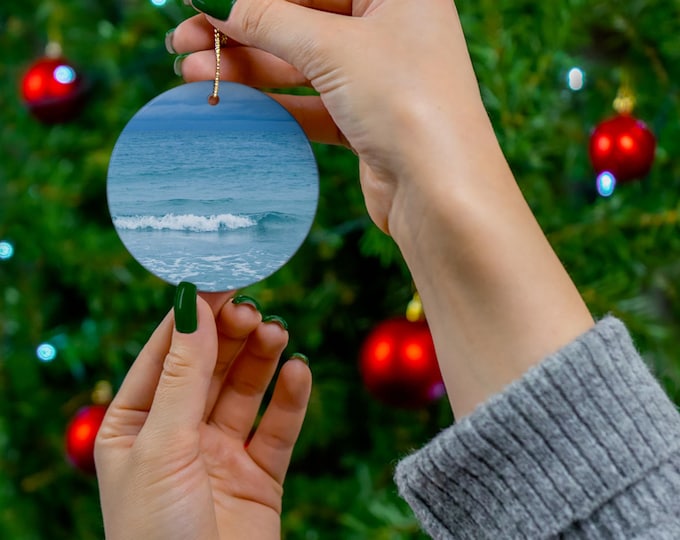 Blue Paradise Unique Ceramic Ornament| 4 Shapes Artisan Ceramic Holiday Ornaments| Elegant Ceramic Christmas| Ocean Inspired Ornament