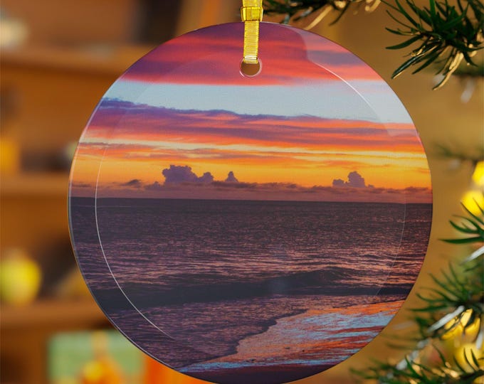 Glass Ornaments, Cloudscape Ocean Inspired Christmas Ornament, Holiday Decor, Christmas Tree Ornament, Coastal Theme Decoration, Nautical