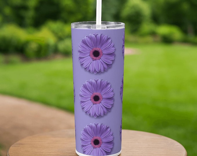 Custom Travel Tumblers 20oz, Personalized Tumblers With Straw, Lilac Gerber Daisy Double-wall insulation Tumblers, Stainless Steel Tumbler