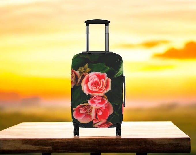Red Rose Luggage Cover Suitcase Protector, Floral Luggage Protector, Travel Accessories, Suitcase Sleeve, Suitcase Cover