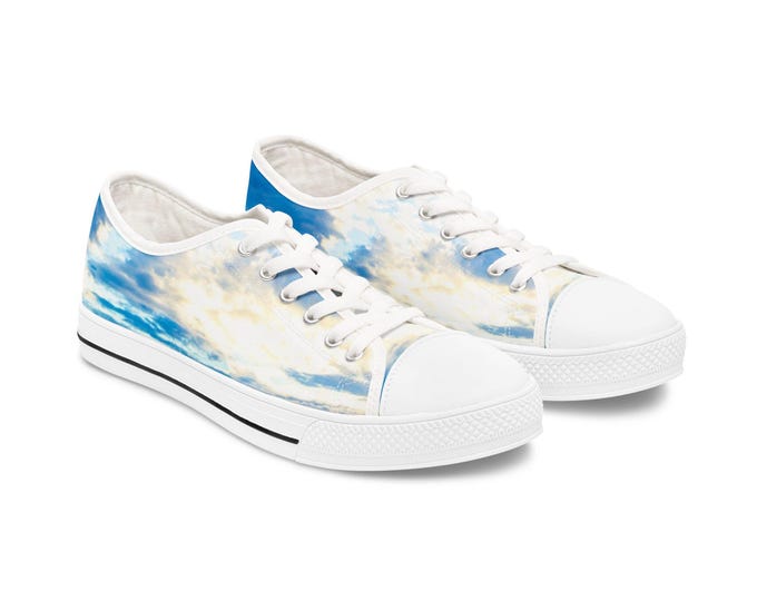 Ocean Blue Canvas Sneakers: Women's Low Top Tennis Shoes