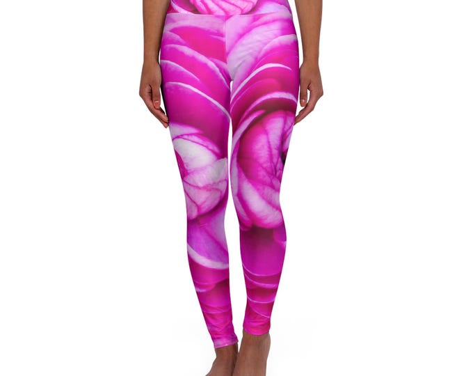Floral Yoga Pants, Pink Poppy High Waisted Yoga Leggings, Floral Exercise Pants, Skinny Fit Leggings, Stretchy Workout Tights, Yoga Leggings