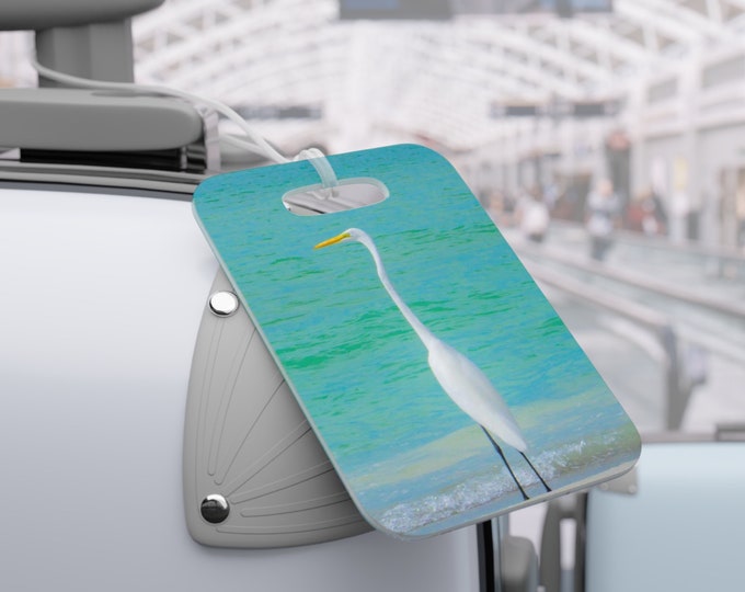 Custom Personalized Luggage Tags, Snow Bird Crane Luggage Tags, Acrylic Luggage Tags, Acrylic Luggage Label for Easy Identification