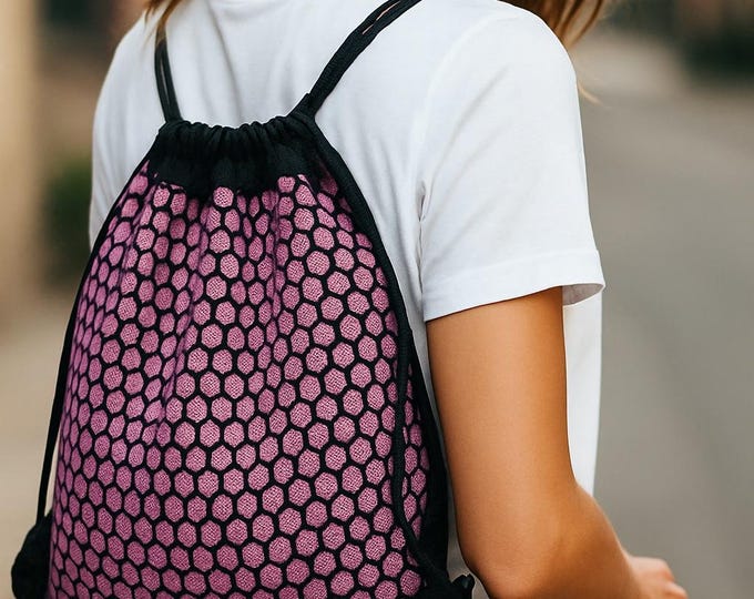 Pink Hydrangea Drawstring Backpack: Floral Travel Bag