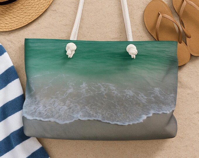 Emerald Bay Weekender Bag, Green Wave Travel Tote, Beach Bag, Travel Accessories, Overnight Bag, Weekend Getaway Bag, Travel Duffle, Travel