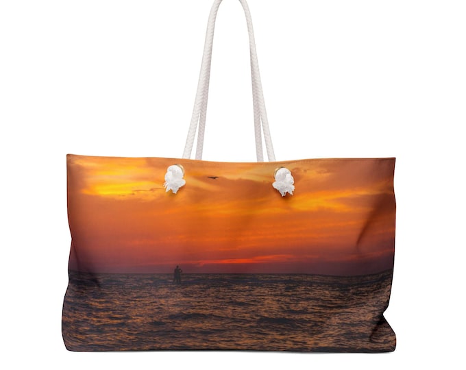 Orange Sundown Weekender Bag, Sundown Weekend Bag, Orange Sundown Travel Bag, Sundown Tote Bag, Beach Bag, Gifts for Travelers, Gift for Her