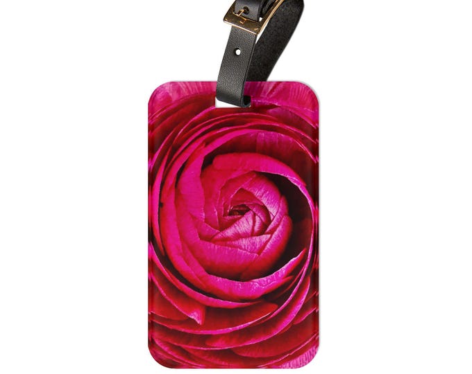 Custom Luggage Tag, Pink Ranunculus Floral Personalized Suitcase  Tag, Travel Accessory, Gift for Traveler, Gift for Her