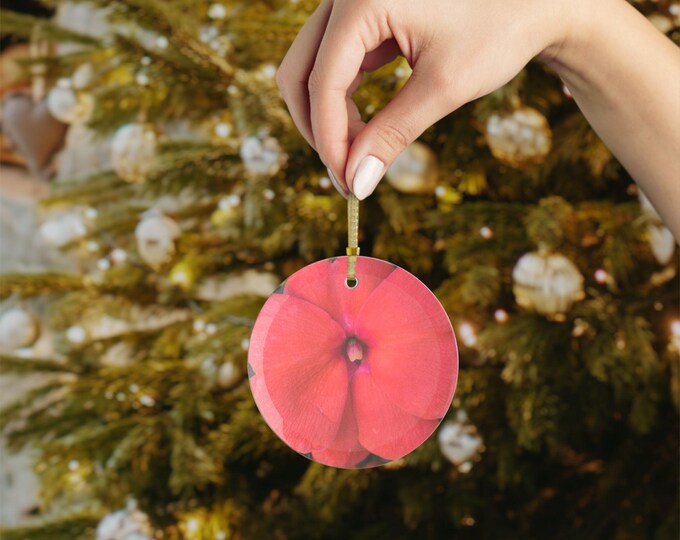 Red Floral Glass Christmas Ornament | Nantucket Holiday Decor