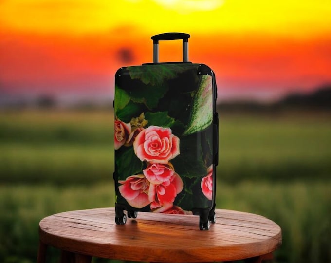 Red Rose Pattern Suitcase, Floral Travel Suitcase, Gift for Women, Fashion Forward Travel Accessories, Gift for Her, Enhanced Security