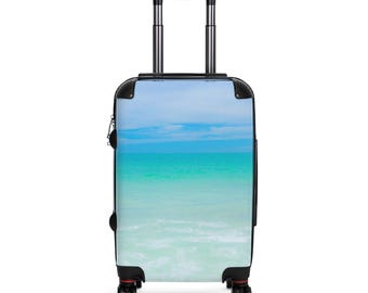 Ocean Waves Travel Suitcase: Cotton Candy Blue, Beach Getaway