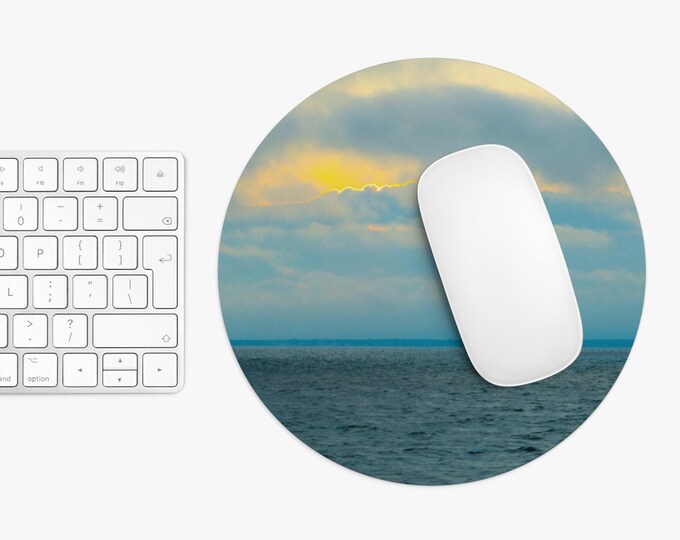 Ocean View Mouse Pad, Coastal Desk Decor, Nantucket Island Design