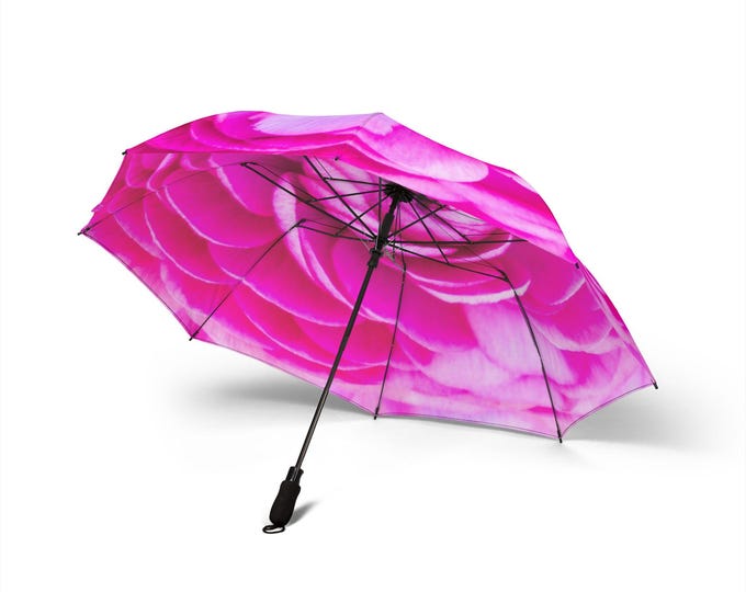 Blush Rose Floral Umbrella, Compact Travel Parasol