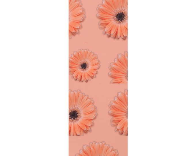 Perosnalized Custom Yoga Mat with Marmalade Gerber Daisy, Peace Floral Exercise Mat, Pilates Mat, Workout Equipment, Meditation Cushion