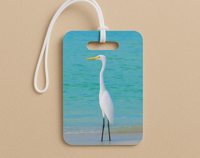 Custom Personalized Luggage Tags, Snow Bird Crane Luggage Tags, Acrylic Luggage Tags, Acrylic Luggage Label for Easy Identification