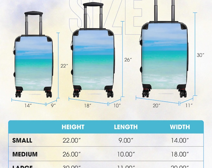 Cotton Candy Blue Travel Suitcase with Ocean Waves Design, Luggage for Beach Getaways, Travel Gifts, Vacation Essentials, Carry-On Luggage