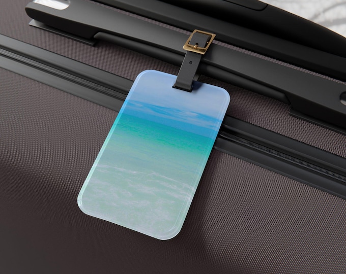 Blue Sky Ocean Luggage Tag, Personalized Acrylic Name Tag Ocean Luggage Bag,  Girls Trip Honeymoon Family Trip, Accessories, Gift