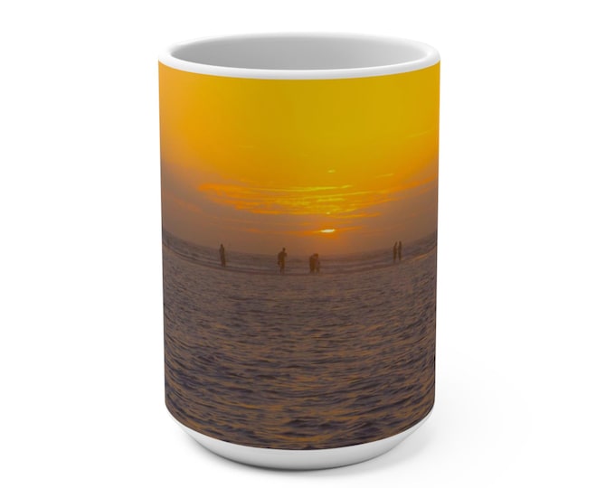 Ocean Inspired Large White Ceramic Coffee Mug - Butter Design, Tea Cup, Drinkware Gift, Beach Lover, Nautical Decor, Kitchen Accessories