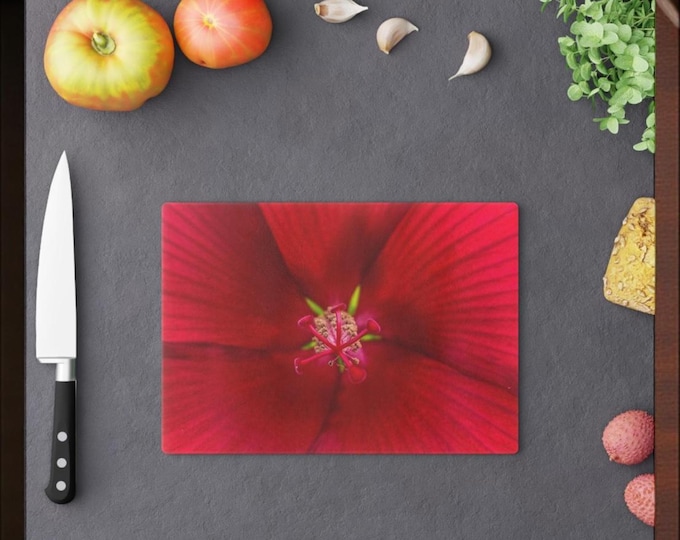 Ruby Orchid Tempered Glass Cutting Board: Vibrant Kitchen Decor