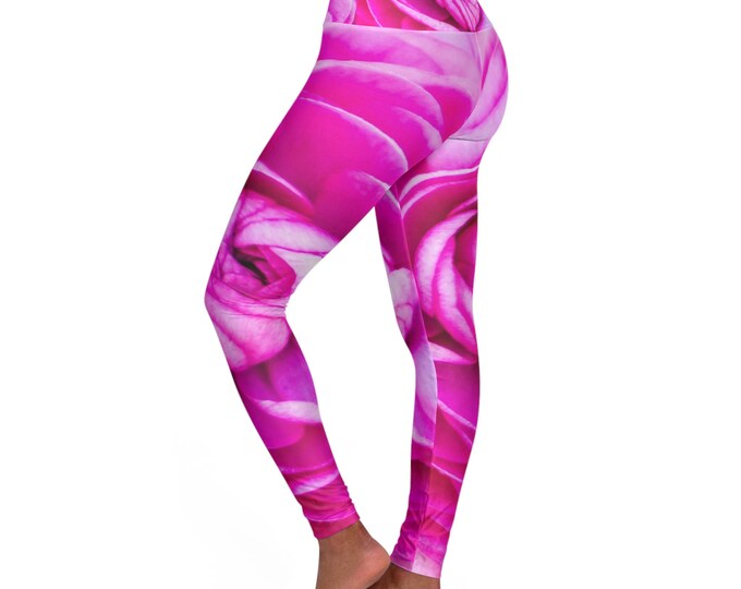 Floral Yoga Pants, Pink Poppy High Waisted Yoga Leggings, Floral Exercise Pants, Skinny Fit Leggings, Stretchy Workout Tights, Yoga Leggings