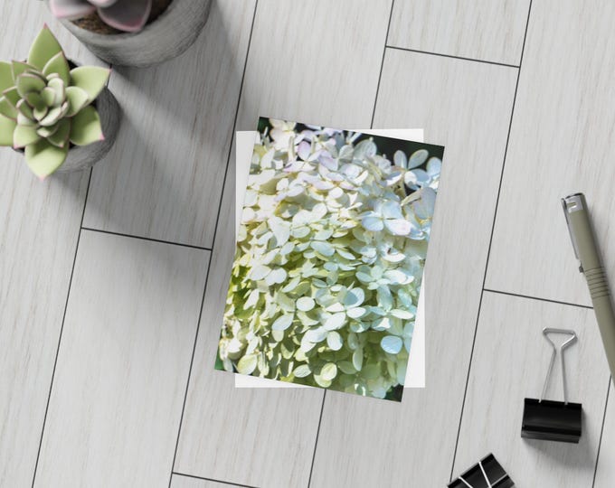 Stylish Ivory Hydrangea Greeting Card Bundles (envelopes included)  Custom Unfolded Greeting Cards, Blank Inside