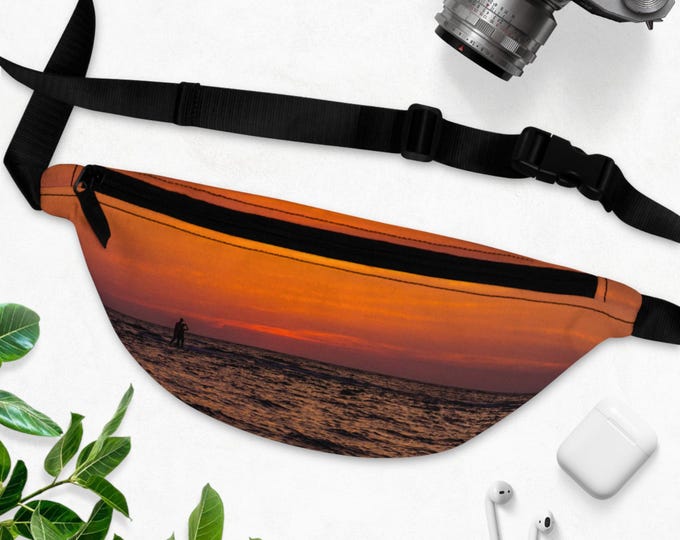 Sunset Inspired Small Fanny Pack, Crossbody Belt Bag, Boho Fanny Pack, Three pockets Waist Bag, Travel Accessories, Gift for Her