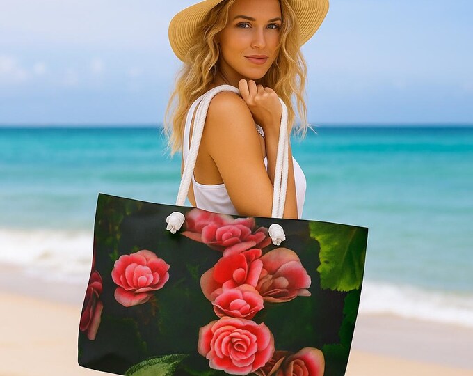 Oversized Floral Weekender Bag, Durable Tapestry Travel Bag, Wide Mouth Beach Tote for Weekend Getaways, Weekend Bag Women, Gift for Her