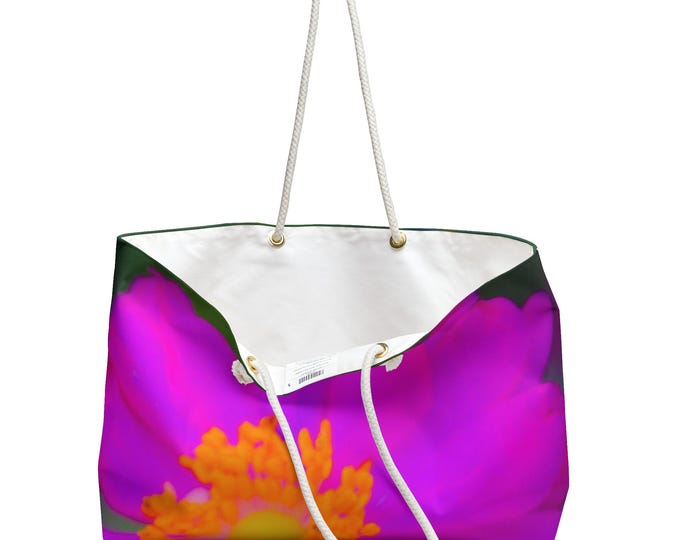 Floral Pink Weekender Bag, Flowerpower Travel Tote, Martha's Vineyard Design