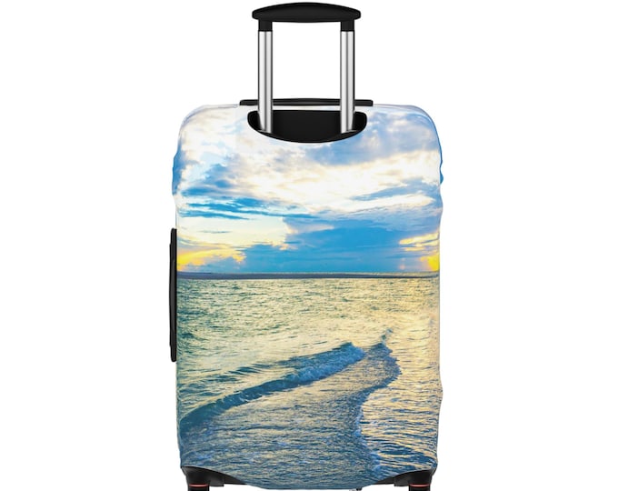 Blue Sea Glass Luggage Cover: Ocean Inspired Travel Accessory