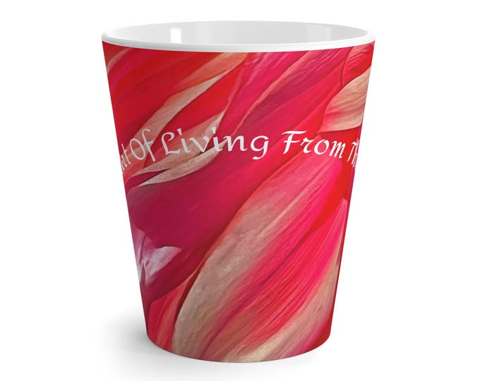 Red Floral Latte Mug: Inspirational Coffee & Tea Cup
