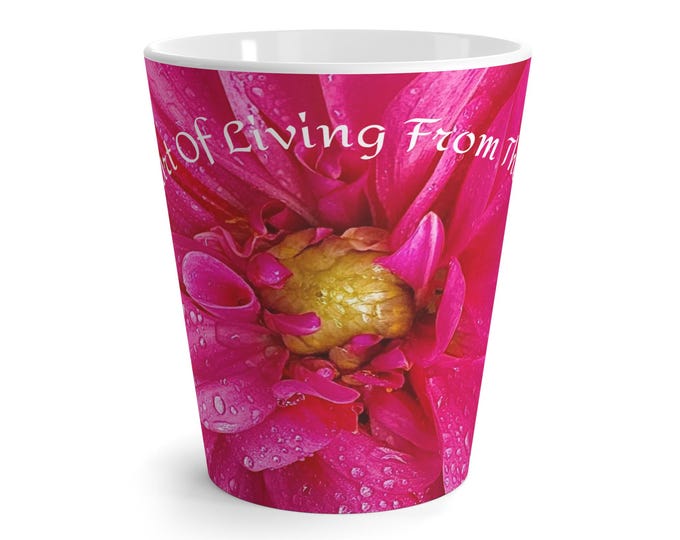 Floral Latte Mug: Inspirational Pink Chrysanthemum Ceramic Coffee Cup