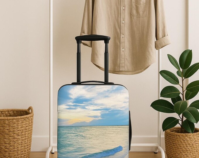Ocean Blue Luggage Cover, Travel Accessory, Blue Bag Cover, Travel Accessory, Gift for Her