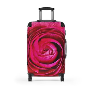 Pink Ranunculus Floral Carry‑On Luggage, Floral Suitcase, Travel Luggage, Weekend Getaway Bag & Gift for Travelers, Gift for Her