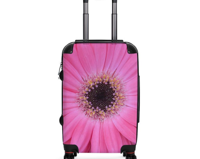 Pink Gerber Daisy Suitcase: Travel Luggage with Swivel Wheels