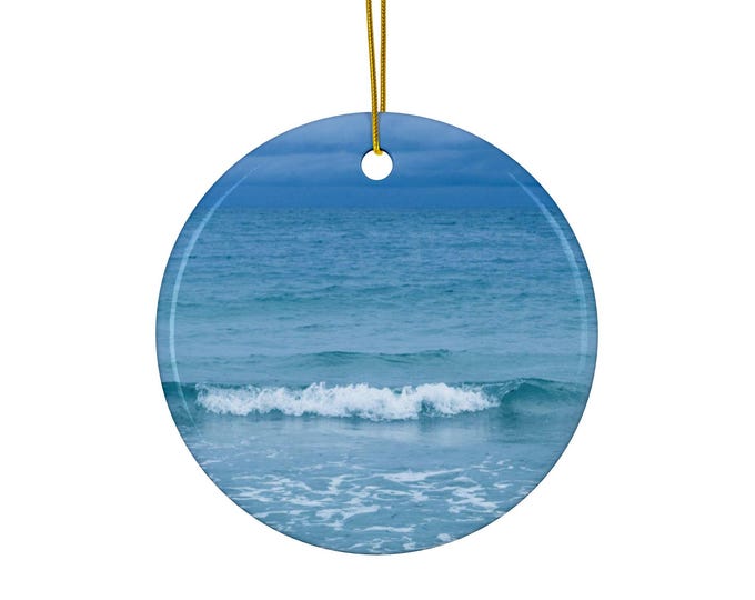Ceramic Ornaments, Blue Paradise Ocean Inspired Christmas Ornament, 2-Side Print, Holiday Decor, Coastal Christmas