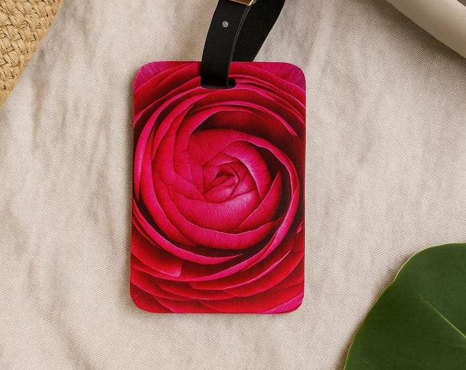Custom Luggage Tag, Pink Ranunculus Floral Personalized Suitcase  Tag, Travel Accessory, Gift for Traveler, Gift for Her