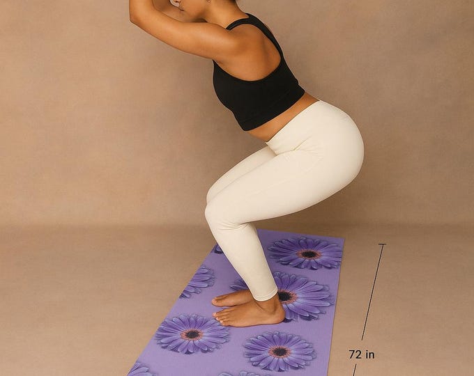 Custom Floral Yoga Mat, Lilac Gerber Daisy Yoga Mat, Exercise Mat, Floral Meditation Mat, Fitness Mat,Non-Slip Yoga Mat, Workout Mat