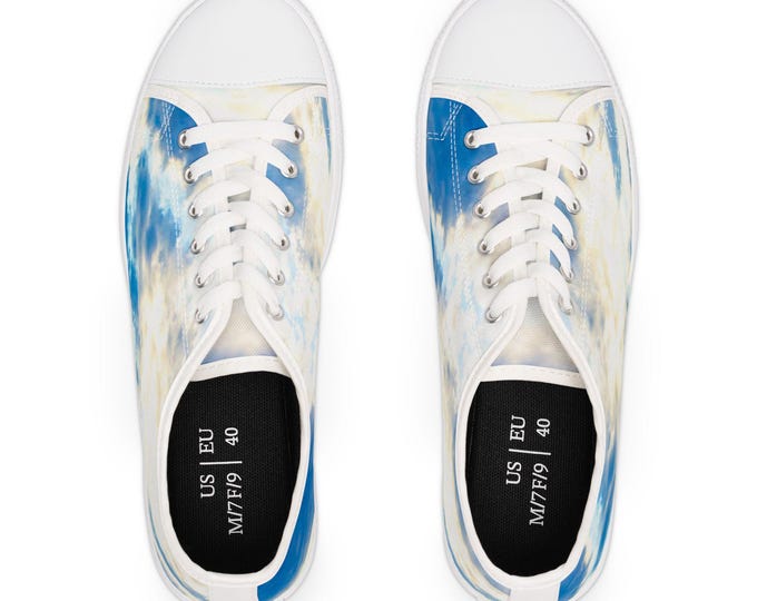Ocean Blue Canvas Sneakers: Women's Low Top Tennis Shoes