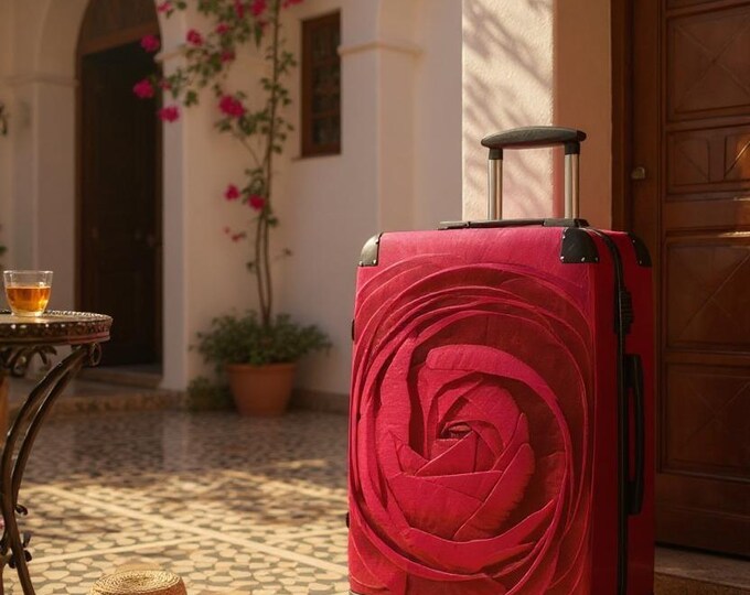 Pink Ranunculus  Pattern Suitcase | Travel Luggage, Stylish Carry-On Bag, Floral Design, Gift for Travelers, Weekend Getaway Essentials