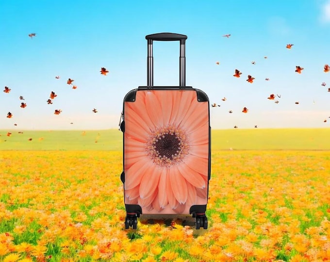 Travel Suitcase with Floral Design, Floral Luggage, Marmalade Gerber Daisy Travel Bag, Travel Accessories, Enhance Security, Gift for Her