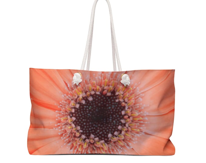 Floral Weekender Bag, Marmalade Gerber Daisy Getaway Vacation Beach Bag, Travel Accessories