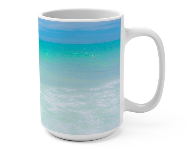 Cotton Candy Sky Mug 15oz Floral Mug 15oz  Large White Ceramic Coffee Mug  15oz Tea Lover's Cup Oversized Coffee Mug