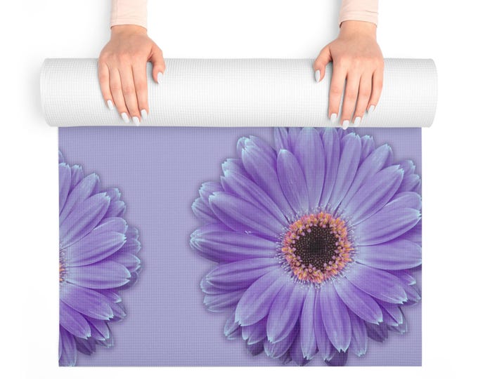 Custom Floral Yoga Mat, Lilac Gerber Daisy Yoga Mat, Exercise Mat, Floral Meditation Mat, Fitness Mat,Non-Slip Yoga Mat, Workout Mat
