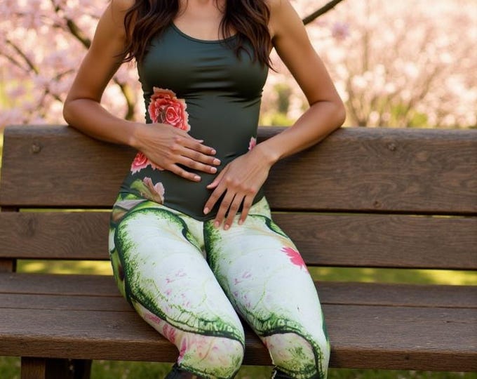 Floral Yoga Pants, Red Yoga Leggings, Exercise Pants, High Waisted Skinny Fit Workout Leggings, Fitness Leggings, High Waisted Leggings