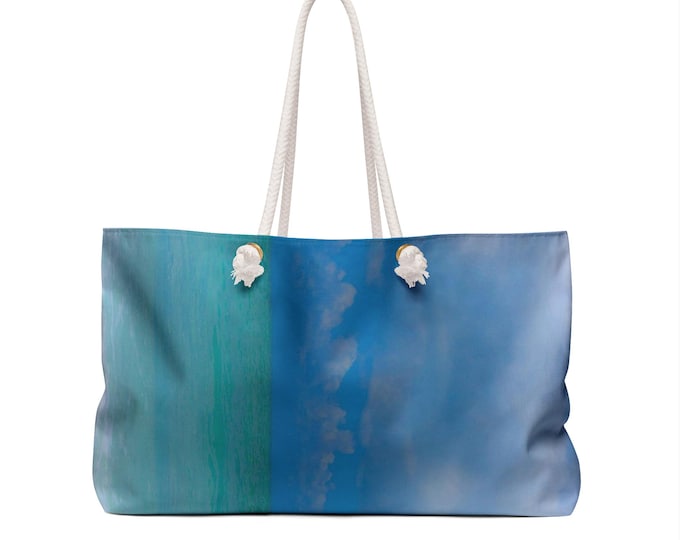 Personalized Blue Weekender Bag, Blue Sea Overnight Bag, Travel Duffel for Weekend Getaways, Overnight Tote, Beach Tote Bag, Gift for Her