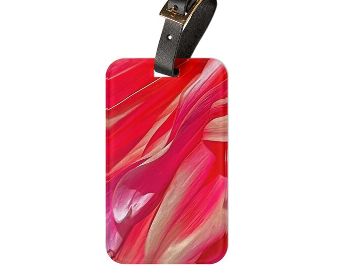Red Floral Luggage Tag: Nantucket Island Design, Customizable