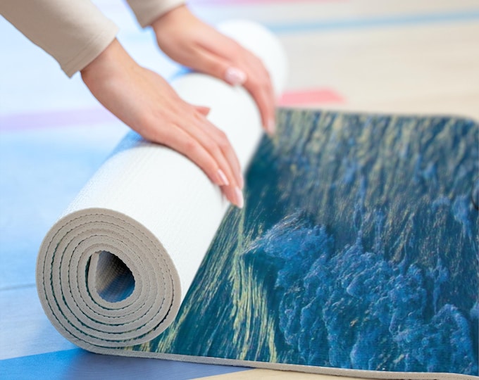 Ocean Blue Foam Yoga Mat - Eco-Friendly Exercise Mat, Non-Slip Workout Mat, Pilates Mat, Meditation Mat, Gift for Yogis