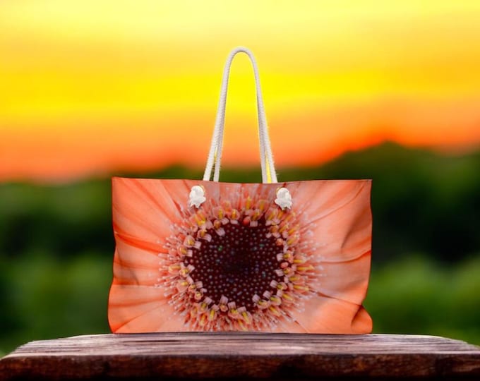 Floral Weekender Bag, Marmalade Gerber Daisy Getaway Vacation Beach Bag, Travel Accessories