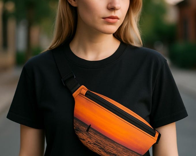 Sunset Inspired Small Fanny Pack, Crossbody Belt Bag, Boho Fanny Pack, Three pockets Waist Bag, Travel Accessories, Gift for Her
